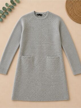 Theory Gray 95% Wool Blend Sweater Dress Size Small